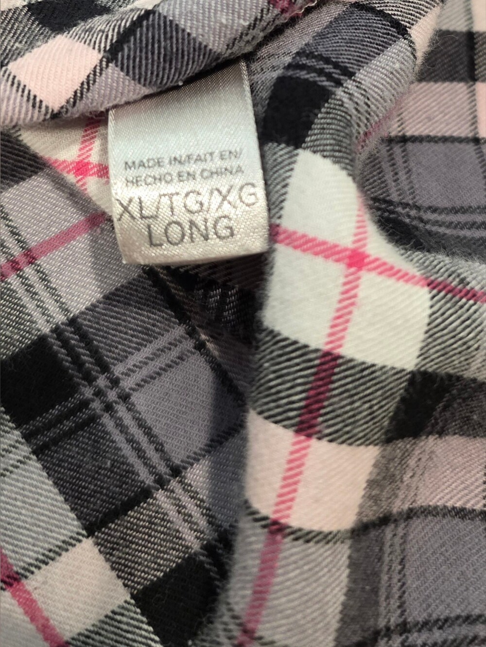 Victoria's Secret Black White Pink Plaid Pajama Set Long Sleeve Button Pants XL - Picture 6 of 16